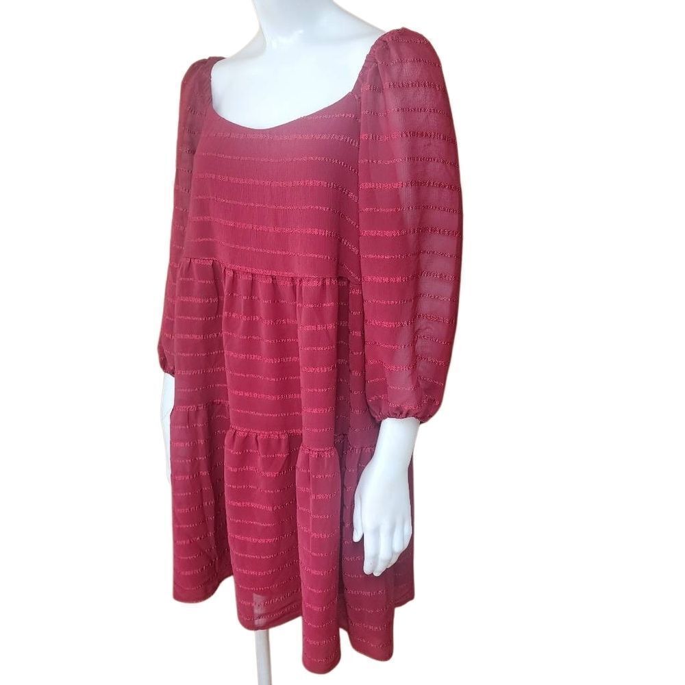 Versona Red 3/4 Sleeve Sheer Dress (L)